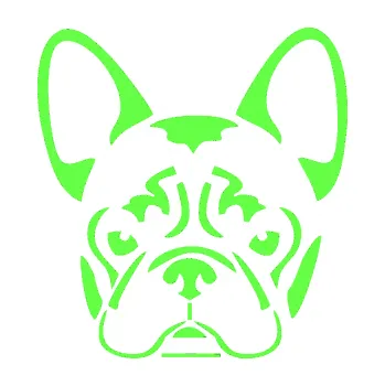 Polep vozidla Pes 107 Francouzský buldoček (71 - Fluorescentní zelená) SAMOLEPKA NA AUTO, NÁLEPKA, FÓLIE, POLEP, TUNING, VLASTNÍ TEXT, TISK, AUTOSAMOLEPKY.cz, POLEPY, OBRÁZEK, LOGO, 3D STICKERS