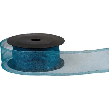 Stuha Organza stuha snow 4 cm, 9,15 m, tm.tyrkys