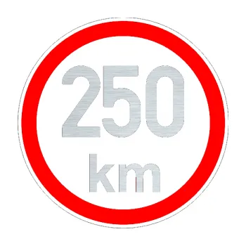 samolepka Maximální rychlost 250km - nejvyšší konstrukční rychlost (61 - škrábaný hliník) SAMOLEPKA NA AUTO, NÁLEPKA, FÓLIE, POLEP, TUNING, VLASTNÍ TEXT, TISK, AUTOSAMOLEPKY.cz, POLEPY, OBRÁZEK, LOGO, 3D STICKERS
