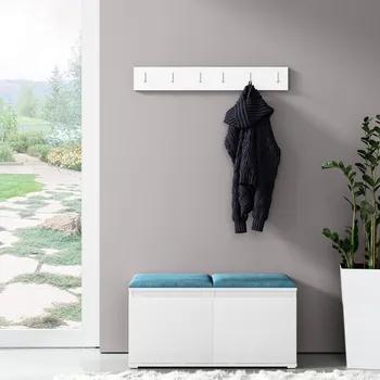 Předsíňová stěna Eka Předsíňová stěna s čalouněnými panely Trinity 5 - Bílá / Azurová 2313