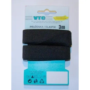 Textilní guma Pruženka černá šíře 20mm délka 3m