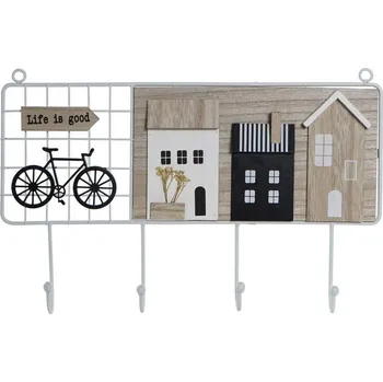 Věšák Věšák "DOMEČKY s KOLEM" 40x5x25cm