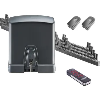 Pohon brány RUNner+, sada pohonu Sommer, hřeben 4 m - sada obsahuje pohon posuvné brány do délky 8 m a hmotnosti 600 kg, řídící jednotku, přijímač, vysílač Pearl, fotobuňky a hřeben 4 m