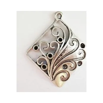 Přívěsek Přívěsek kosočtverec s ornamenty 40x35mm