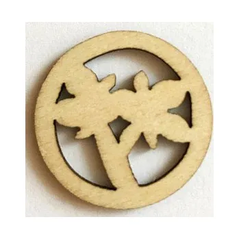 Dětské navlékací korálky Dřevěný výřez palmy v kruhu 30x30mm