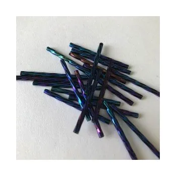 Dětské navlékací korálky Preciosa tyčinky dohové modré kroucené 35 mm