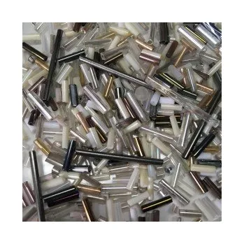 Dětské navlékací korálky Rokajl hnědo-bílý mix tyčinek (2-25mm)