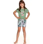 Taro, dívčí pyžamo 2201/1-Hania, krátký rukáv, zelená, vel. 122