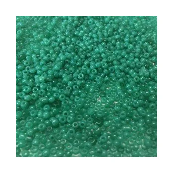 Dětské navlékací korálky Rokajl 11/0 tmavě zelená mléčná