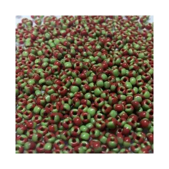 Dětské navlékací korálky Rokajl 8/0 červeno-zelený