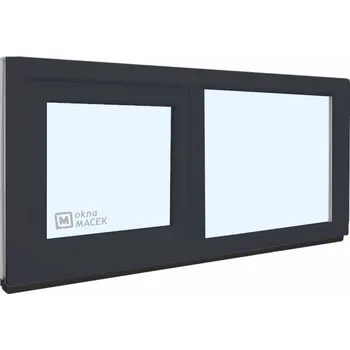 Okno Plastové okno - KNIPPING 70 AD, 2100x900 mm, FIX/OS, antracit Sklo: čiré, Barva, imitace: antracit/bílá (jednostranně) + příslušenství a montážní materiál zdarma