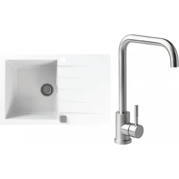 Set Alveus (dřez Cadit 20 White 11 + baterie Angle Kartáčovaná ocel) SETA20019