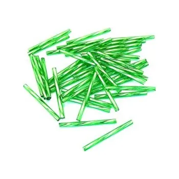 Dětské navlékací korálky Preciosa tyčinky světle zelené kroucené 30 mm