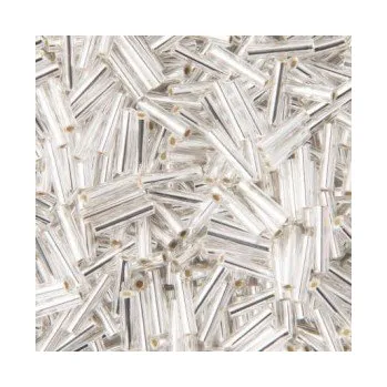 Dětské navlékací korálky Rokajl Preciosa 1. jakost - stříbrné rovné tyčinky 10mm č. 080