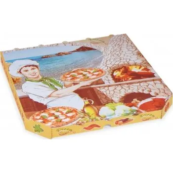 Jednorázové nádobí Krabice na pizzu z vlnité lepenky (PAP) 33 x 33 x 3 cm 72033