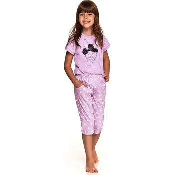 Taro, dívčí pyžamo 2214-Beki, krátký rukáv, fialová se zajícem, vel. 122