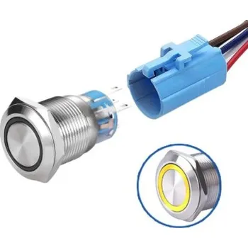 Vývojová deska LED vodotěsný spínač 19 mm - Žluté podsvícení, 12 - 24V