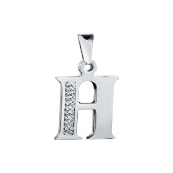 Přívěsek Přívěsek písmeno H s kamínky 29x15mm chirurgická ocel