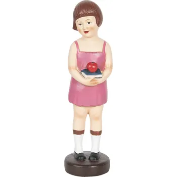 Bytová dekorace Dekorativní soška dívky s knihou a jablkem - 8*8*29 cm