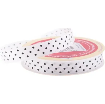 Stuha Stuha saténová 12mm/25m Bílá s puntíkem