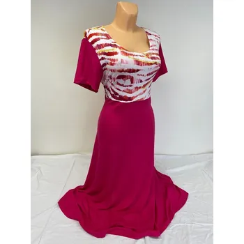 Dámské šaty Růžové šaty se širokou sukní RÓZA, Barva Růžová, Velikost XXXL 54, Materiál 96% Viskoza 4% Lycra