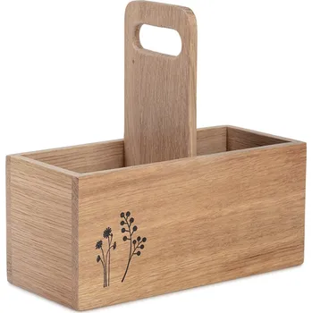 DŘEVĚNÝ TUŽKOVNÍK, ručně dekorovaný, dubový s rostlinkami