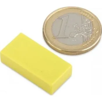 Dekorativní magnet Neodymový magnet kvádr 25,4&nbsp;×&nbsp;12,7&nbsp;×&nbsp;6,3&nbsp;mm, žlutý, vodotěsný plast, síla 3,8&nbsp;kg