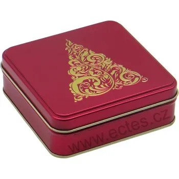 Dóza na potraviny ZLATÝ STROMEK 2837/40 zlatý ornamentální stromek s prolisem, vínově červená