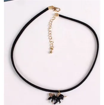 Náhrdelník náhrdelník s Jednorožcem (choker) černý