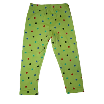 Dívčí legíny Dívčí světle zelené legíny s barevnými puntíky. 122 - 128