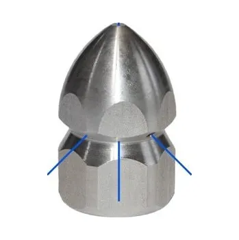 Příslušenství pro vysokotlaký čistič OEM Vysokotlaká kanalizační tryska 3+1, závit 3/8" vnitřní, vel. trysky 045-250, nerez, 350bar Velikost trysky: 250