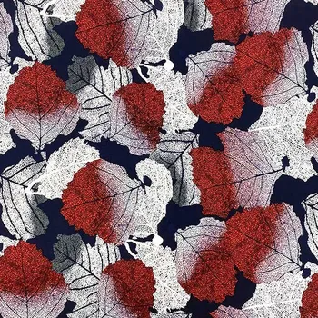 Úplet modrý, červeno-bílé listy, š.145