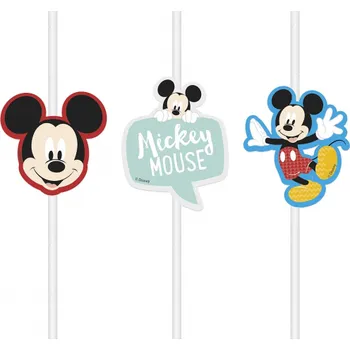 Papírový ubrousek Papírová brčka s medailonem Mickey Mouse 4ks