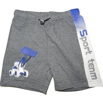 Chlapecké šedé bavlněné kraťasy s modrým nakladačem. 98