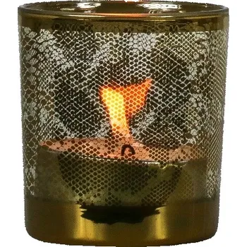 Svícen Zlatý skleněný svícen s motivem hadí kůže S - 7,3*7,3*8cm