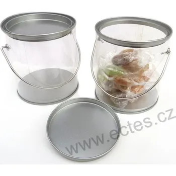 Dóza na potraviny kulatý plastový kbelíček s ouškem na 150ml