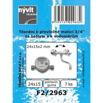 SADA těsnění převlečné matice 3/4" potravinářská guma 24x15x2 mm 7 ks - F2/2963