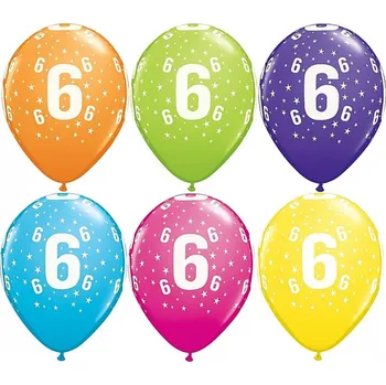 Balónek Latexové balónky s číslem 6 - pastelové barvy 6ks