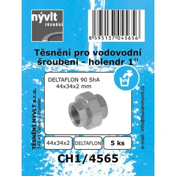 SADA těsnění holendru 1" ploché; DELTAFLON 44xx34x2 mm; 5 ks - CH1/4565