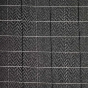 Kabátovina šedo-černé káro, š.150