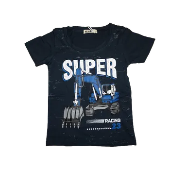 Chlapecké černé tričko s modrým bagrem Super. 134