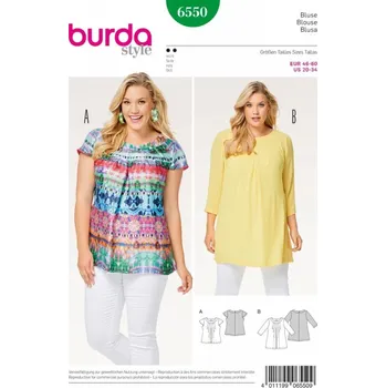 Burda 6550 Střih halenka pro plnoštíhlé