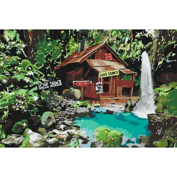 Malování podle čísel - Chatka lásky Velikost: 40x60cm, Rámování: Pouze srolované plátno