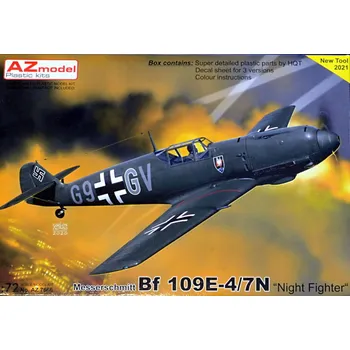 Plastikový model AZ model 1/72 Bf 109E-4/7N Night Fighter (3x camo)