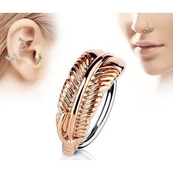 Piercing Šperky4U Zlacený piercing do nosu/ucha s peříčkem - N0077-RD