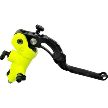 Brzda pro motocykl ACCOSSATO Italy Radiální brzdová pumpa ACCOSSATO FLUO 19x20 s kloubovou páčkou Barva páčky: černá, Barva těla: ŽLUTÁ FLUORESCENČNÍ
