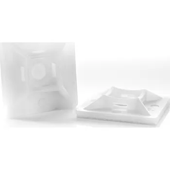 Stahovací páska Kabelová příchytka přírodní 28x28mm samolepicí, pro pásky 4,8mm (VPU29x29), 100ks v balení