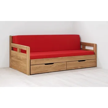 Nábytek BMB Tandem Harmony rozkládací postel s područkami - dub Moření: Olej natur, Provedení: Dub cink, Typ: oblé rohy, Rozměr: 80/160 x 200 cm