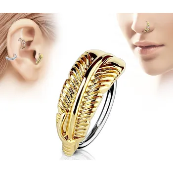Piercing Šperky4U Zlacený piercing do nosu/ucha s peříčkem - N0077-GD