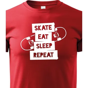 Chlapecké tričko Dětské tričko Skate-eat-sleep-repeat, Barva Červená, Velikost 158 cm/12 roků, Canvas Dětské tričko Bezvatriko.cz 0796